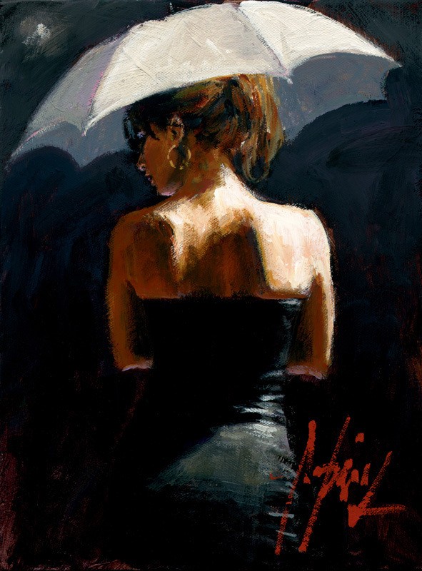 Fabian Perez Woman With White Umbrella III